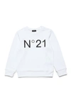 N°21 White Cotton Crew-neck Sweatshirt With Logo In White