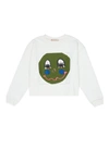 MARNI WHITE COTTON SWEATSHIRT WITH PRINTED FACE