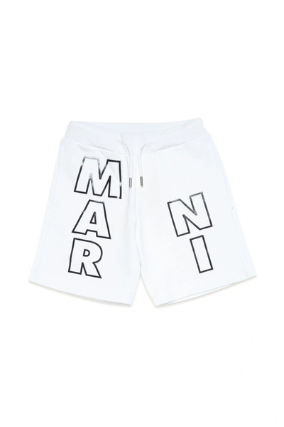 Marni Kids' Logo-print Track Shorts In White
