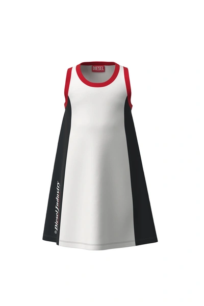Diesel Kids' White Jersey Cover-up Dress With Side Bands