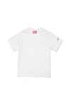 DIESEL WHITE JERSEY T-SHIRT WITH BREAKS AND CRYSTALS