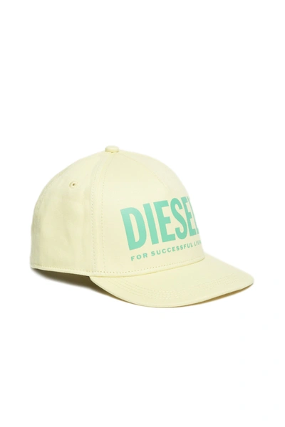 Diesel Kids' Logo-print Baseball Cap In Yellow
