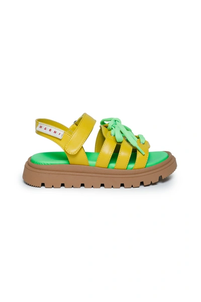 Marni Kids' Yellow Sandals With Laces And Chunky Sole