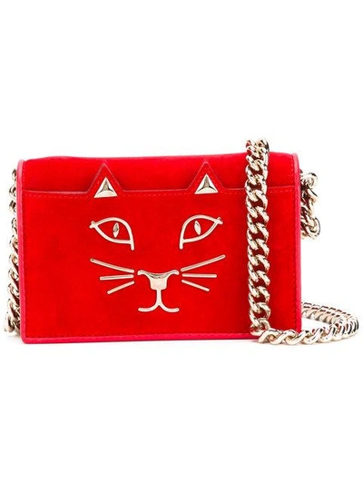 Charlotte Olympia Feline Crossbody Bag In Red