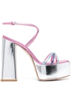 Haus Of Honey Strappy High-heeled Platform Sandals In Silver