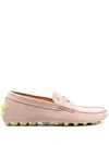 Tod's Gommino Bubble Suede Driving Shoes In Powder