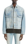 Kenzo Long-sleeved Buttoned Denim Jacket In Stone Blue Dirty Blue Denim