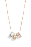 Nordstrom Cubic Zirconia Tri-tone Pendant Necklace In Goldilver- Rose Gold