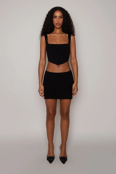 Danielle Guizio Ny Low-rise Rib Knit Mini Skirt In Black