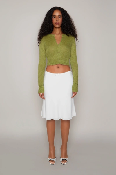 Danielle Guizio Ny Mohair Ribbed Cardigan In Moss