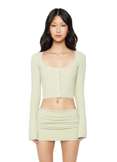 Danielle Guizio Ny Sweet Knit Scoop Cardigan In Sage Green