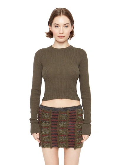 Danielle Guizio Ny Thermal Waffle Top In Forest Green