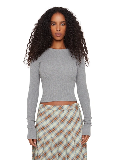 Danielle Guizio Ny Thermal Waffle Top In Heather Grey