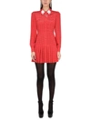 Alessandra Rich Polka Dot Silk Georgette Mini Dress In Red