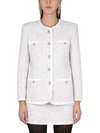 Alessandra Rich Lurex Cotton-blend Tweed Blazer In White