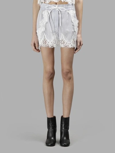 Sacai Lace-trimmed Striped Shell Shorts In White