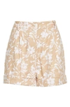 Rag & Bone Ivy Printed Floral Linen Shorts In Beige