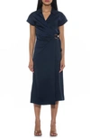 Alexia Admor Paris Surplice Wrap Midi Dress In Navy