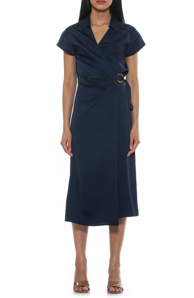 Alexia Admor Paris Surplice Wrap Midi Dress In Navy