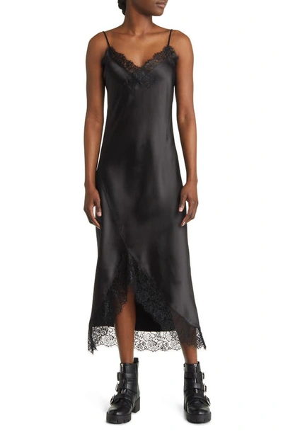 Allsaints Praia Lace Trim Slipdress In Black | ModeSens