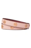 Tory Burch Miller Double Wrap Leather Bracelet In Pink Gold