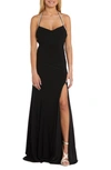 Morgan & Co. Drape Front Gown In Black