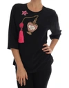 Dolce & Gabbana Black Silk Fairy Tale Top Crystal Blouse In Black