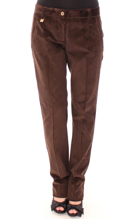 Dolce & Gabbana Brown Corduroys Straight Logo Casual Pants