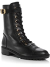 Stuart Weitzman Thalia Womens Leather Ankle Combat & Lace-up Boots In Black
