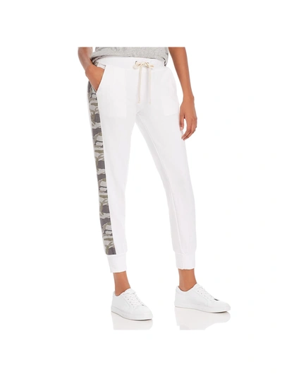 Monrow Womens Camo Stripe Joggers Sweatpants In White