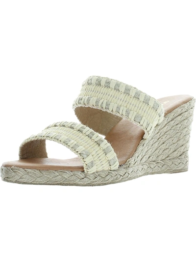 Andre Assous Nolita Raffia Womens Espadrille Slip On Wedge Sandals In Beige