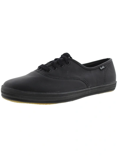 Keds Champion Womens Leather Casual Fashion Sneakers In Black