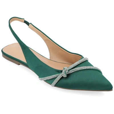 Journee Collection Women's Rebbel Rhinestone Knot Slingback Flats In Green