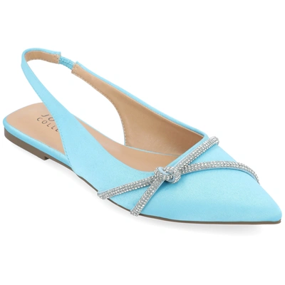 Journee Collection Women's Rebbel Rhinestone Knot Slingback Flats In Blue
