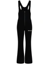 Palm Angels Black Logo Print Track Ski Jumpsuit In Black