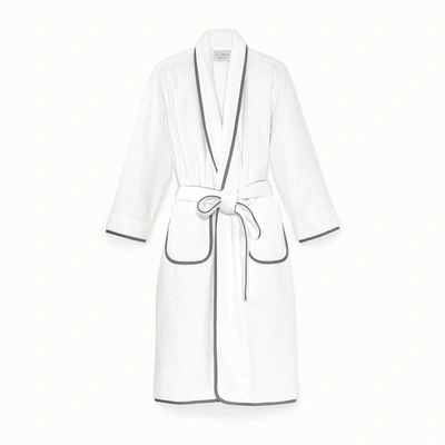 Boll & Branch Organic Men's Plush Robe In White/stone