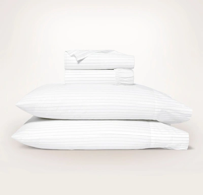 Boll & Branch Organic Percale Simple Stripe Sheet Set In Pewter