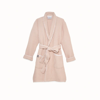 Boll & Branch Organic Women's Robes In Blush/white Waffle