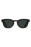 Raen Squire 49mm Polarized Round Sunglasses In Recycled Black/ Green Polar