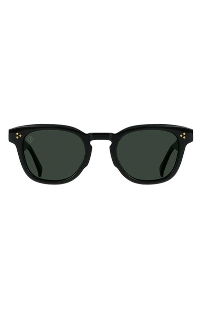 Raen Squire 49mm Polarized Round Sunglasses In Recycled Black/ Green Polar
