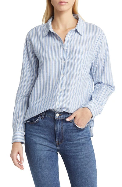 Lucky Brand Stripe Cotton Button-up Shirt In Blue Stripe