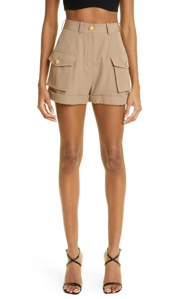 Balmain Grain De Poudre Cargo Shorts In Sabbia