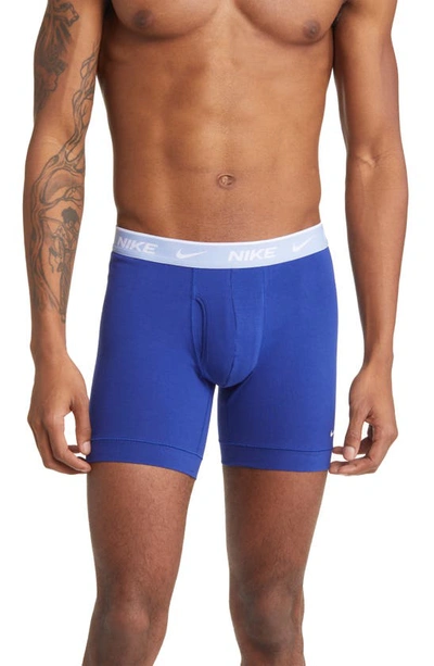 Nike Dri-fit Essential 3-pack Stretch Cotton Boxer Briefs In Blue