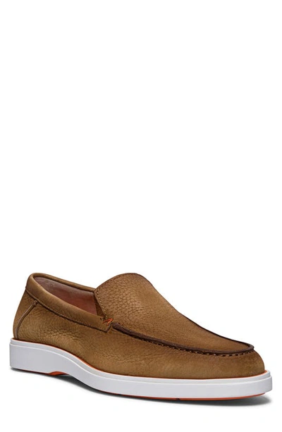 Santoni Men's Drain Nubuck Leather Sneaker Loafers In Light Brown-c50