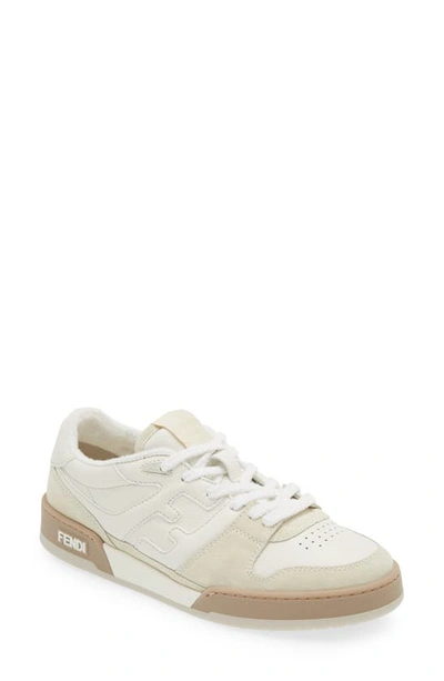 Fendi Neutral Match Suede Low-top Trainers In White