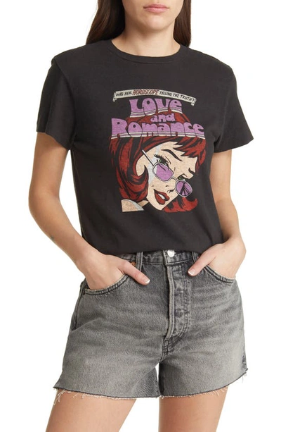 Re/done Graphic Print T-shirt Romance In Washed Black