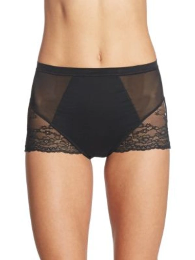 Spanx Light-control Sheer Lace Brief 10123r In Very Black
