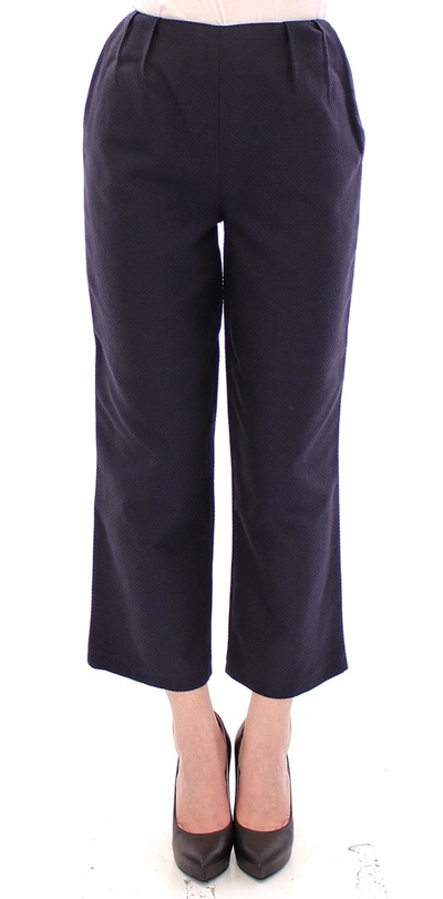 Andrea Incontri Cropped Cotton Trousers In Blue