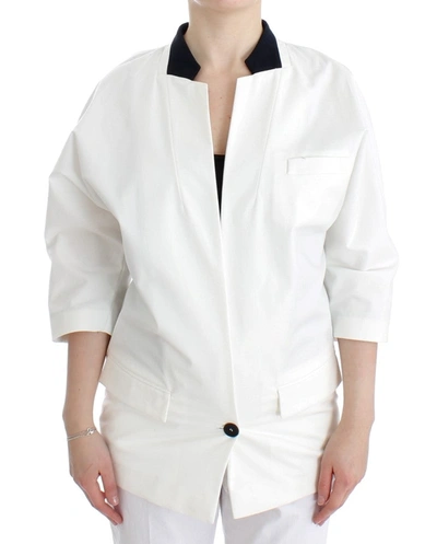 Andrea Pompilio Cotton Blend Oversized Blazer Jacket In White