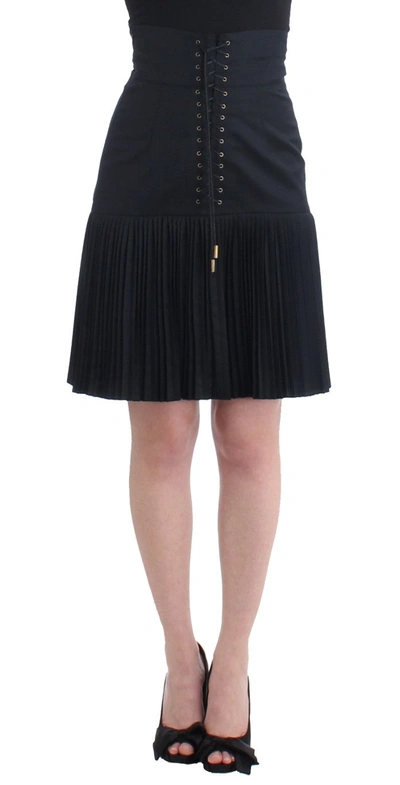 Cavalli Women Pleated Laced Skirt In Black